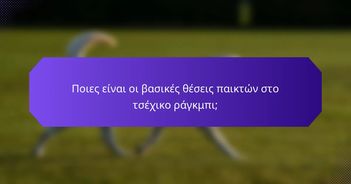 Ποιες είναι οι βασικές θέσεις παικτών στο τσέχικο ράγκμπι;
